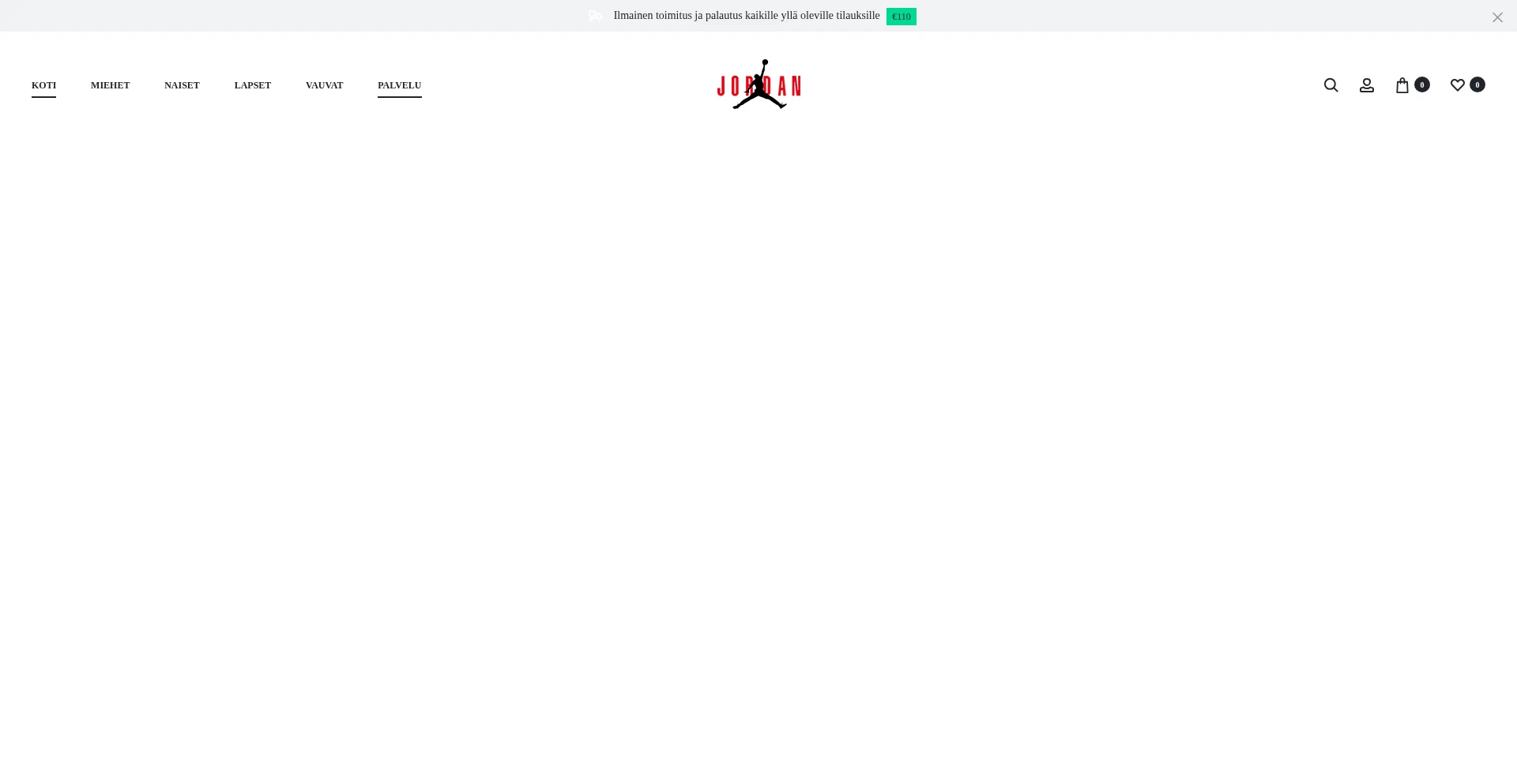 Website screenshot of Airjordans.fi