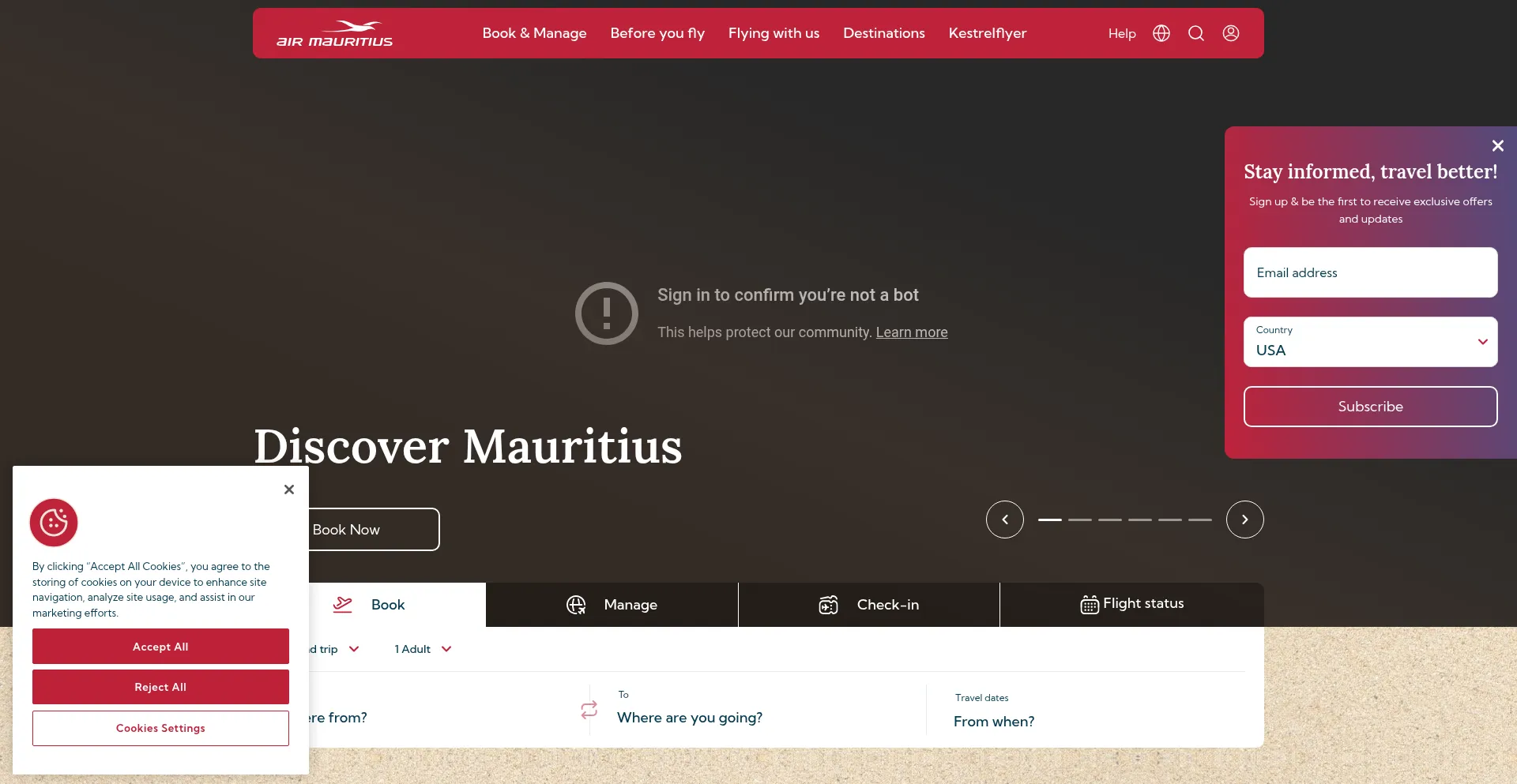 Airmauritius.com Screenshot