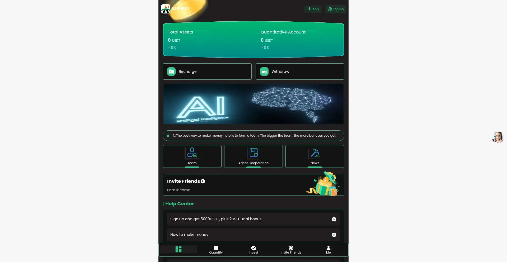 Website screenshot of Airobotteam.com