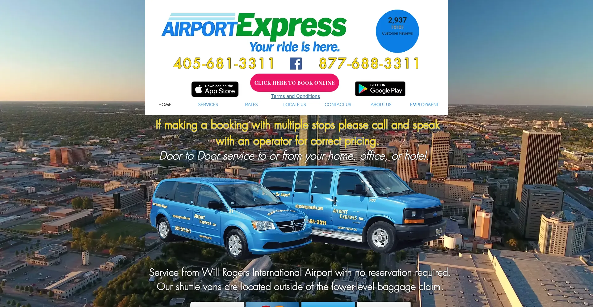 Website screenshot of Airportexpressokc.com