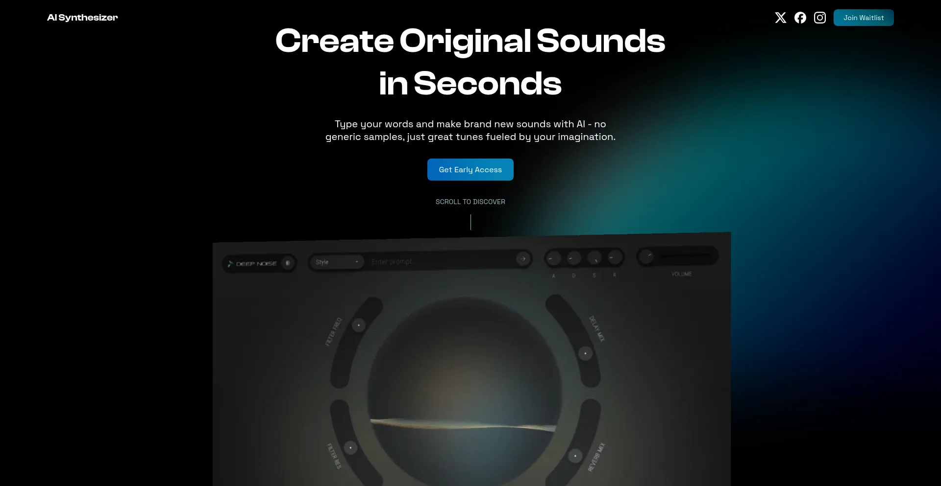 Website screenshot of Aisynthesizer.com