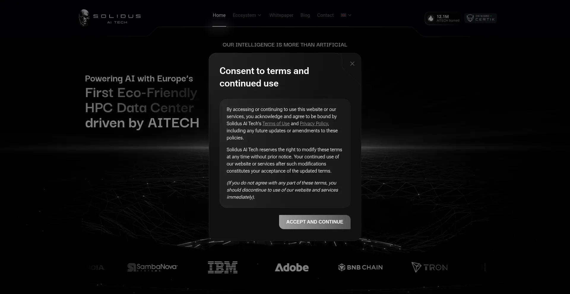 Website screenshot of Aitech.io