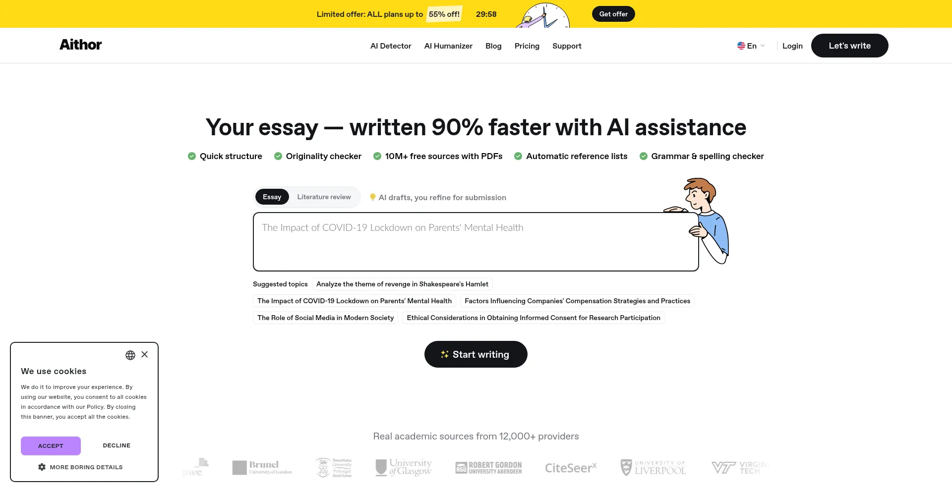 Aithor.com Screenshot