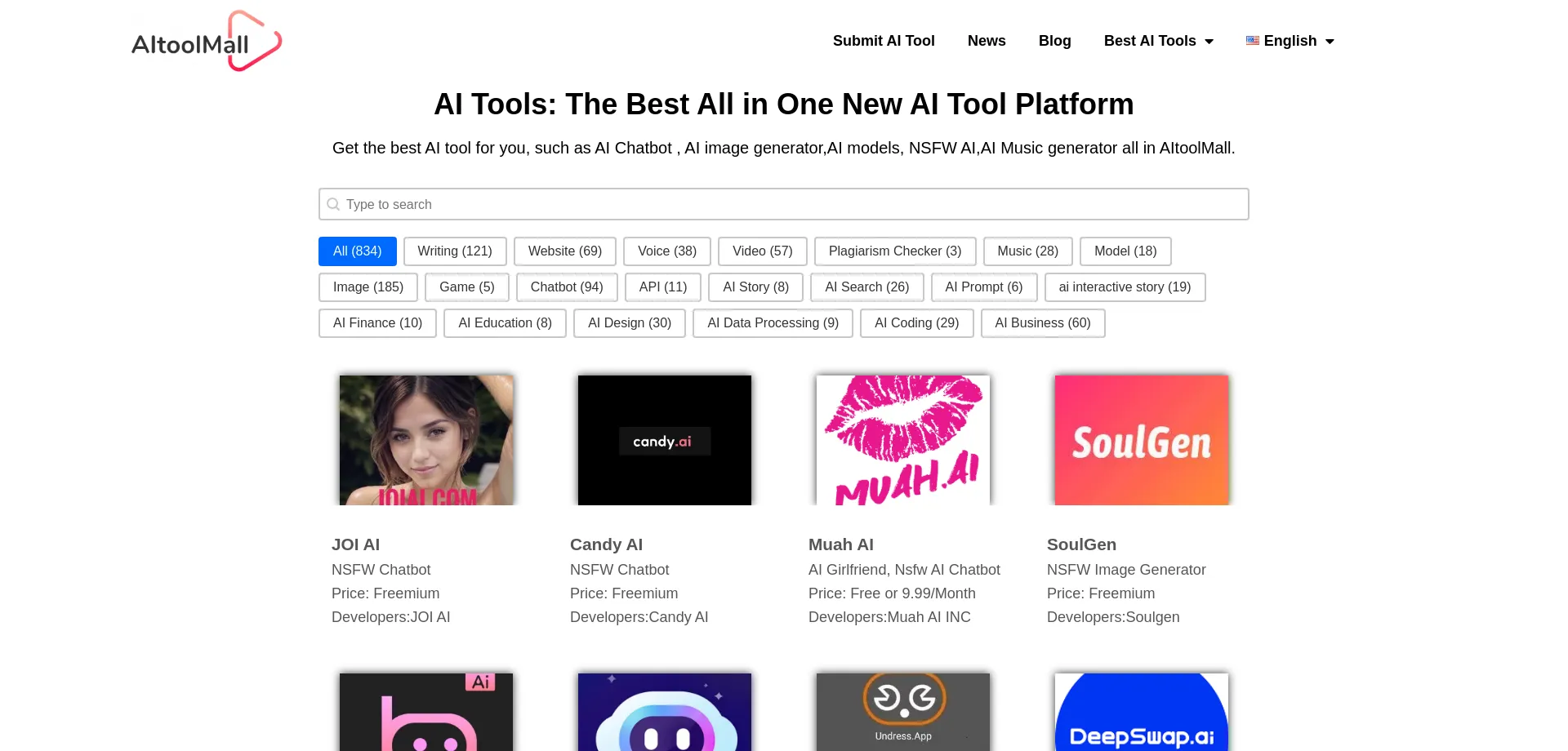 Website screenshot of Aitoolmall.com