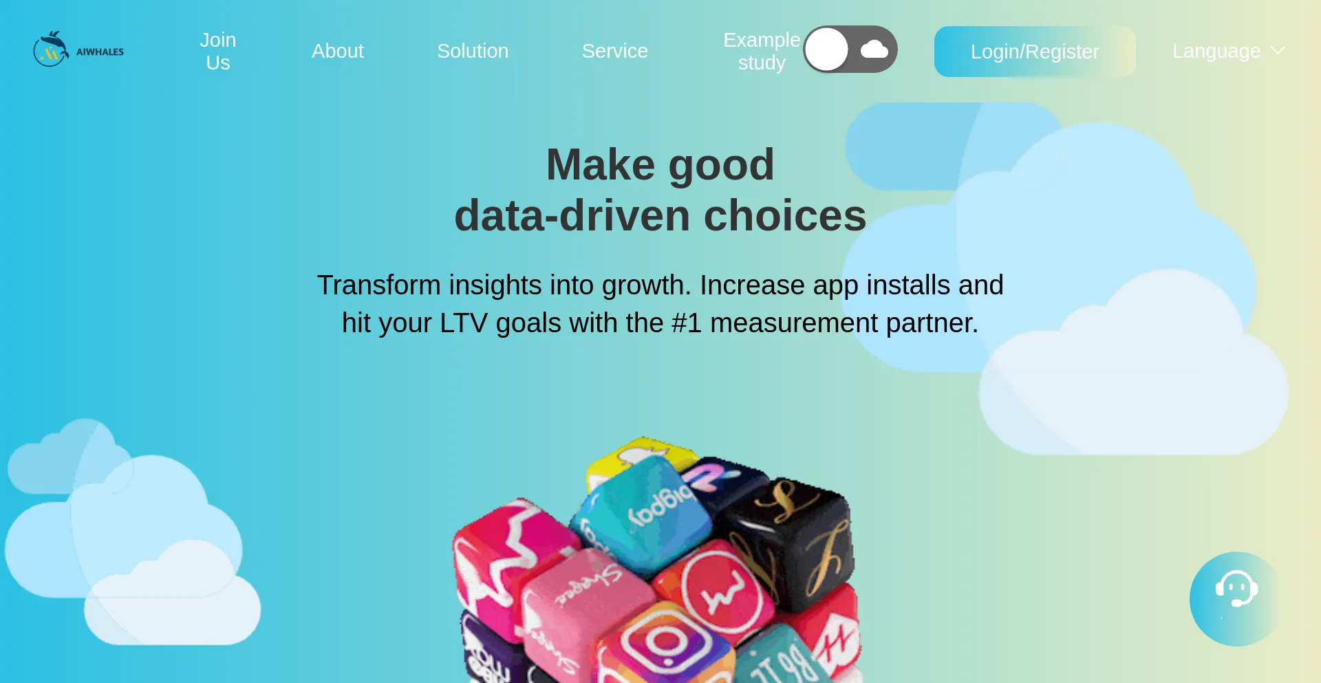 Website screenshot of Aiwhalesapp.com