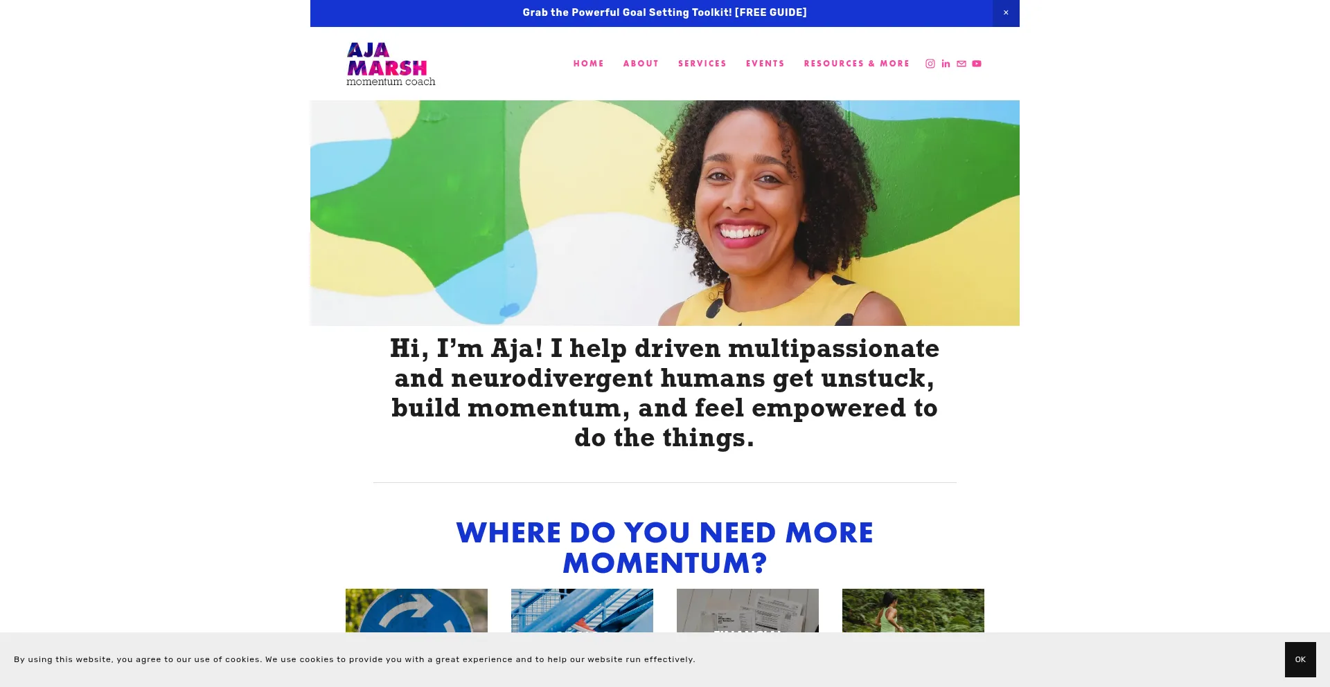 Website screenshot of Ajamarsh.com