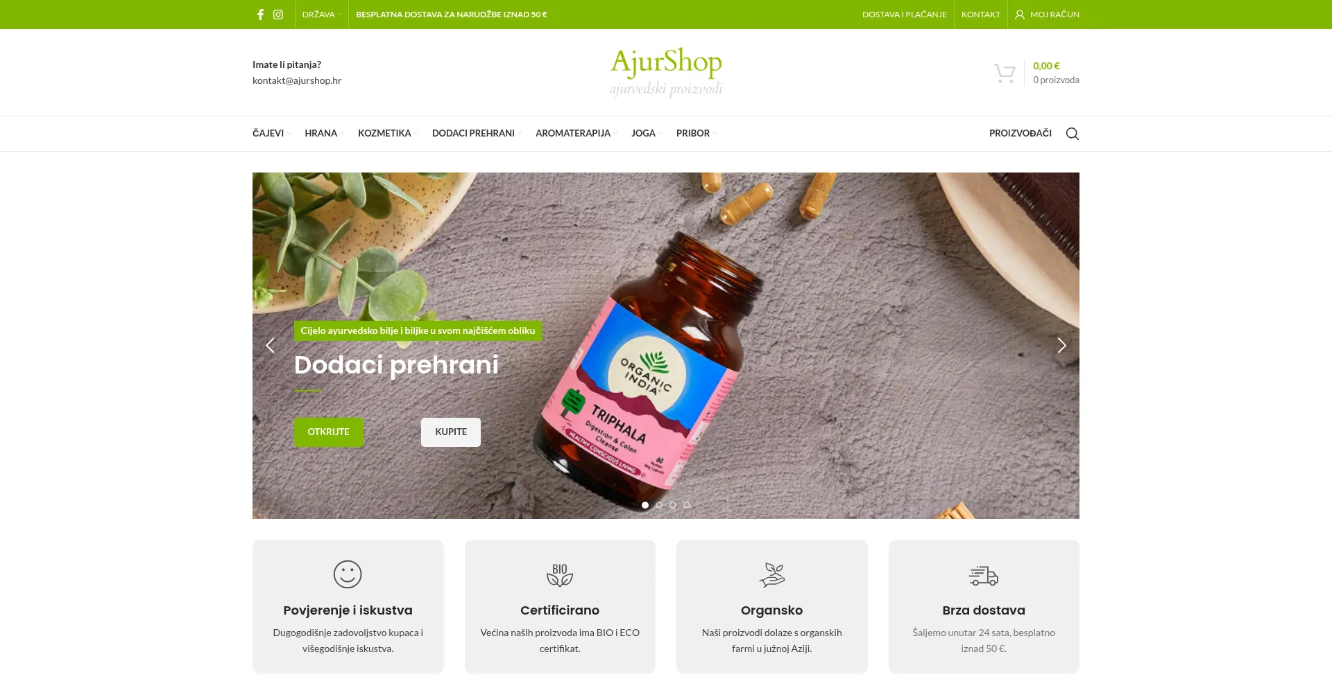 Website screenshot of Ajurshop.hr