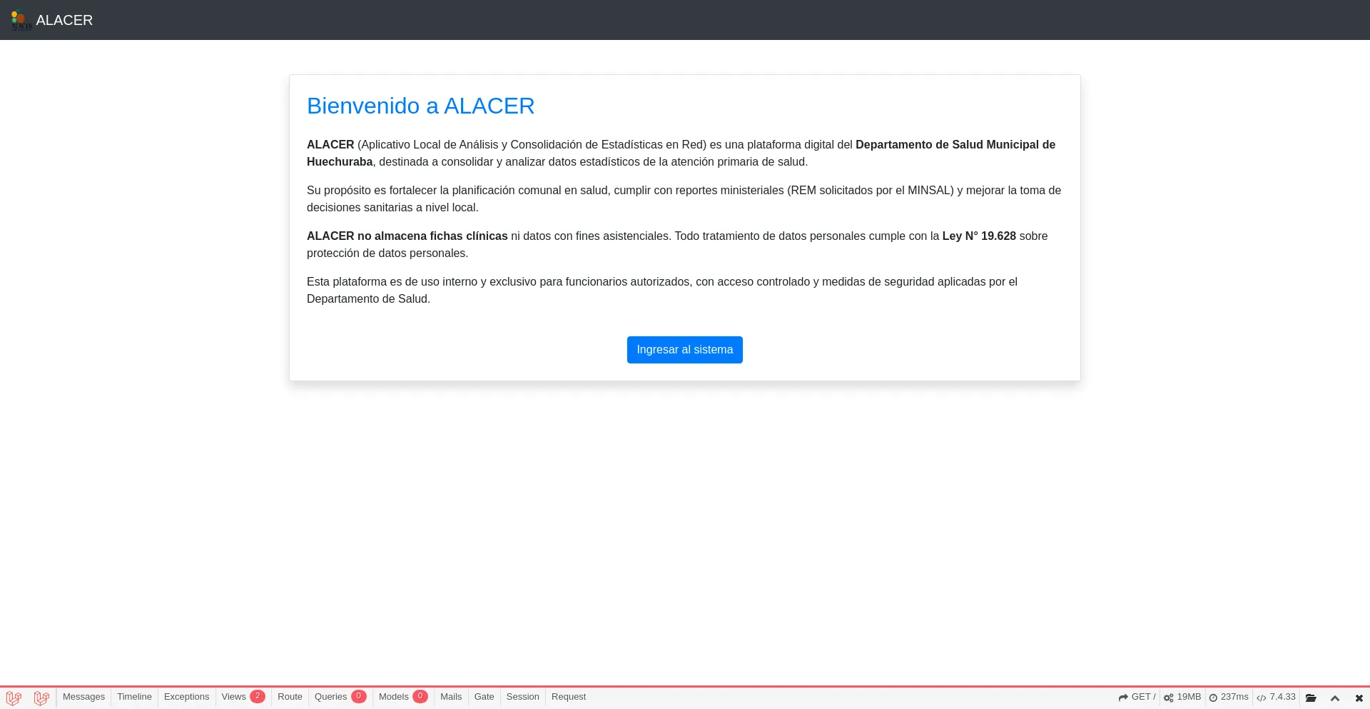 Website screenshot of Alacer.net