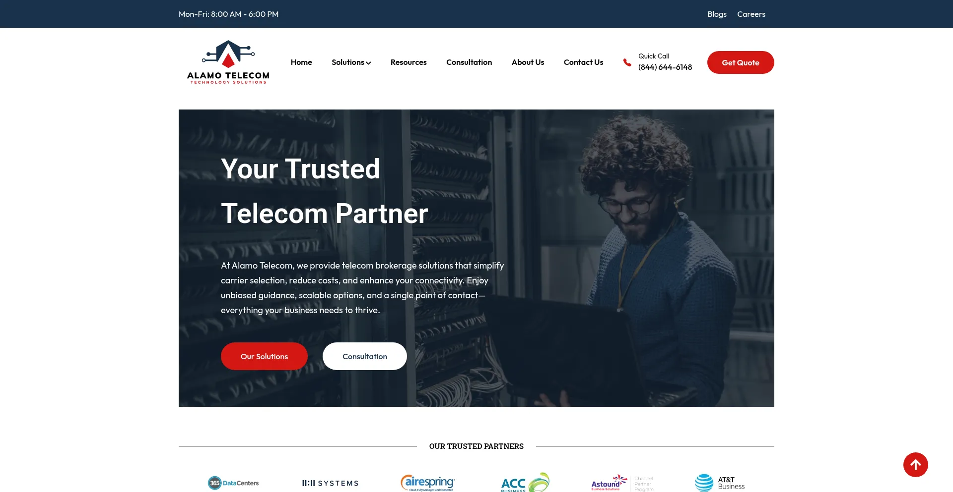 Website screenshot of Alamotelecom.com