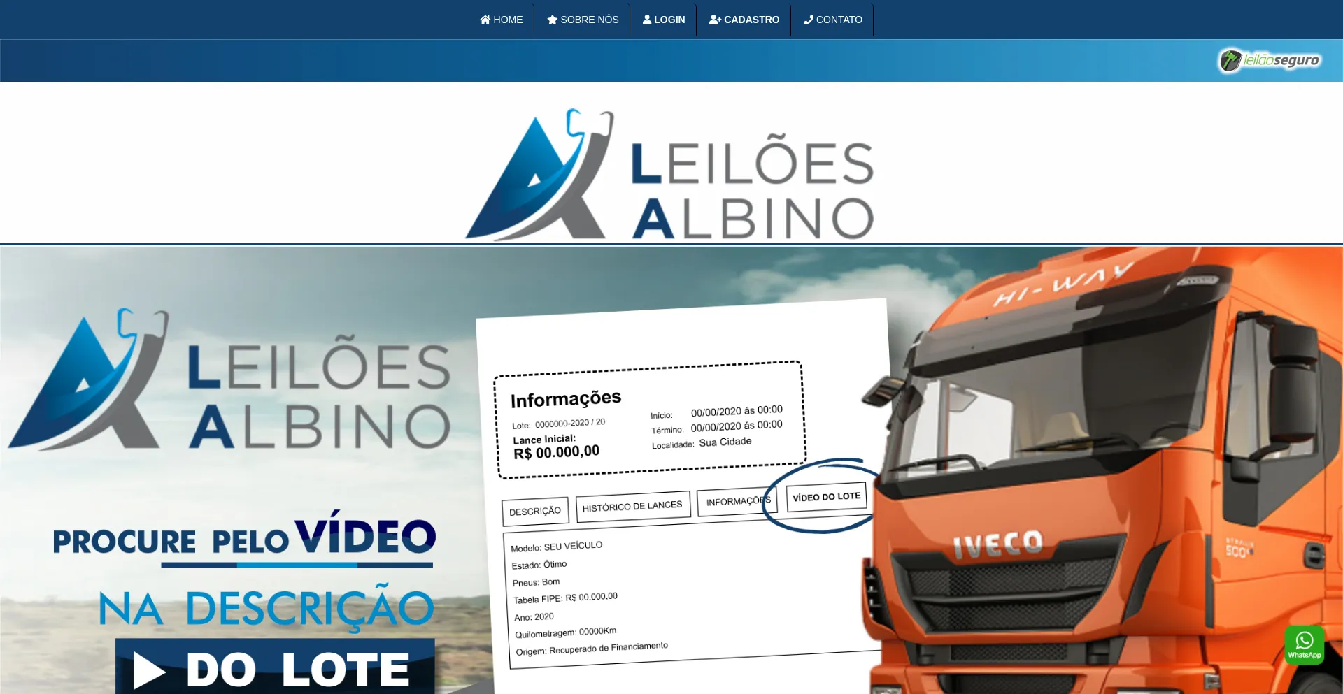 Website screenshot of Albinooficial.com