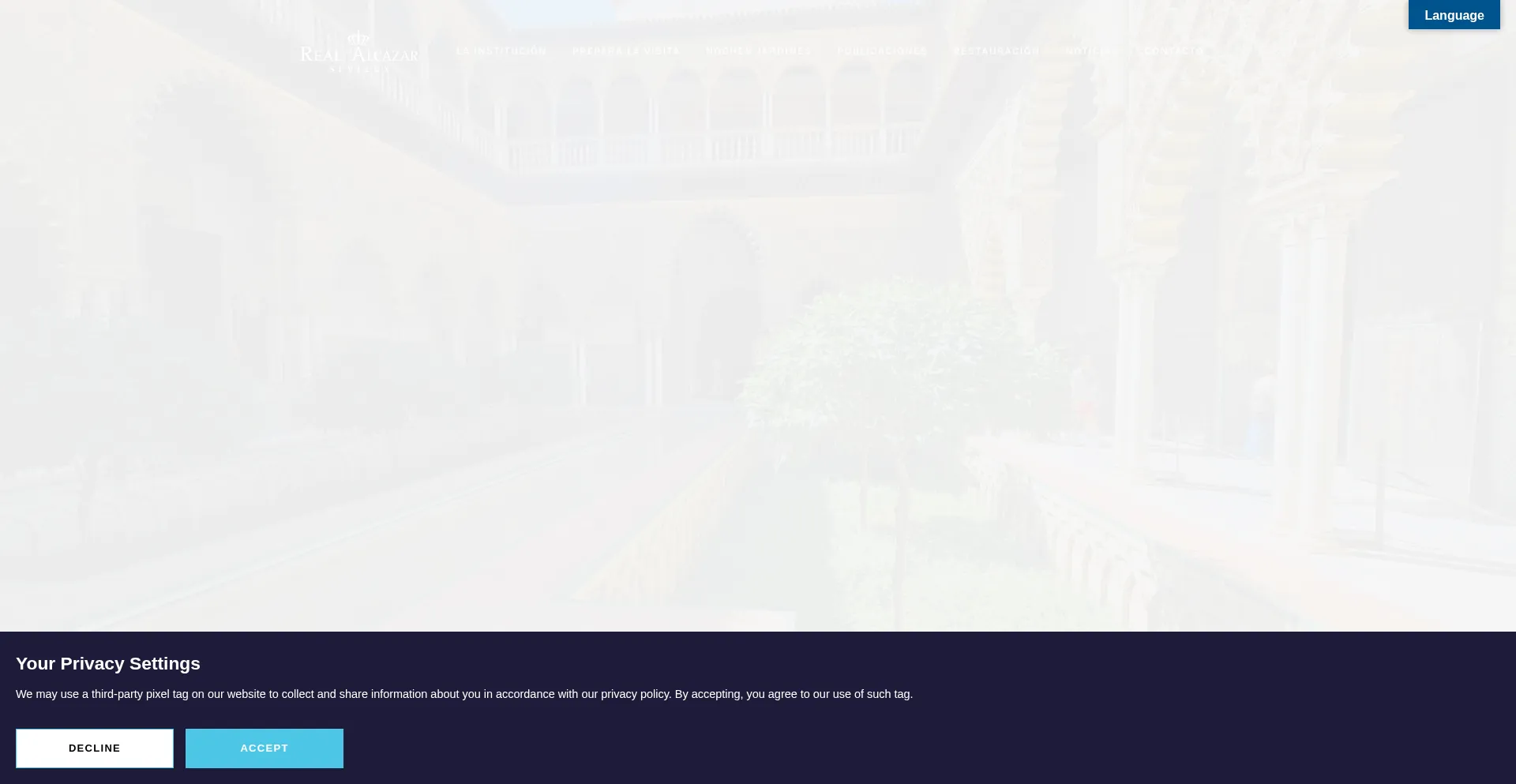 Website screenshot of Alcazarsevilla.org