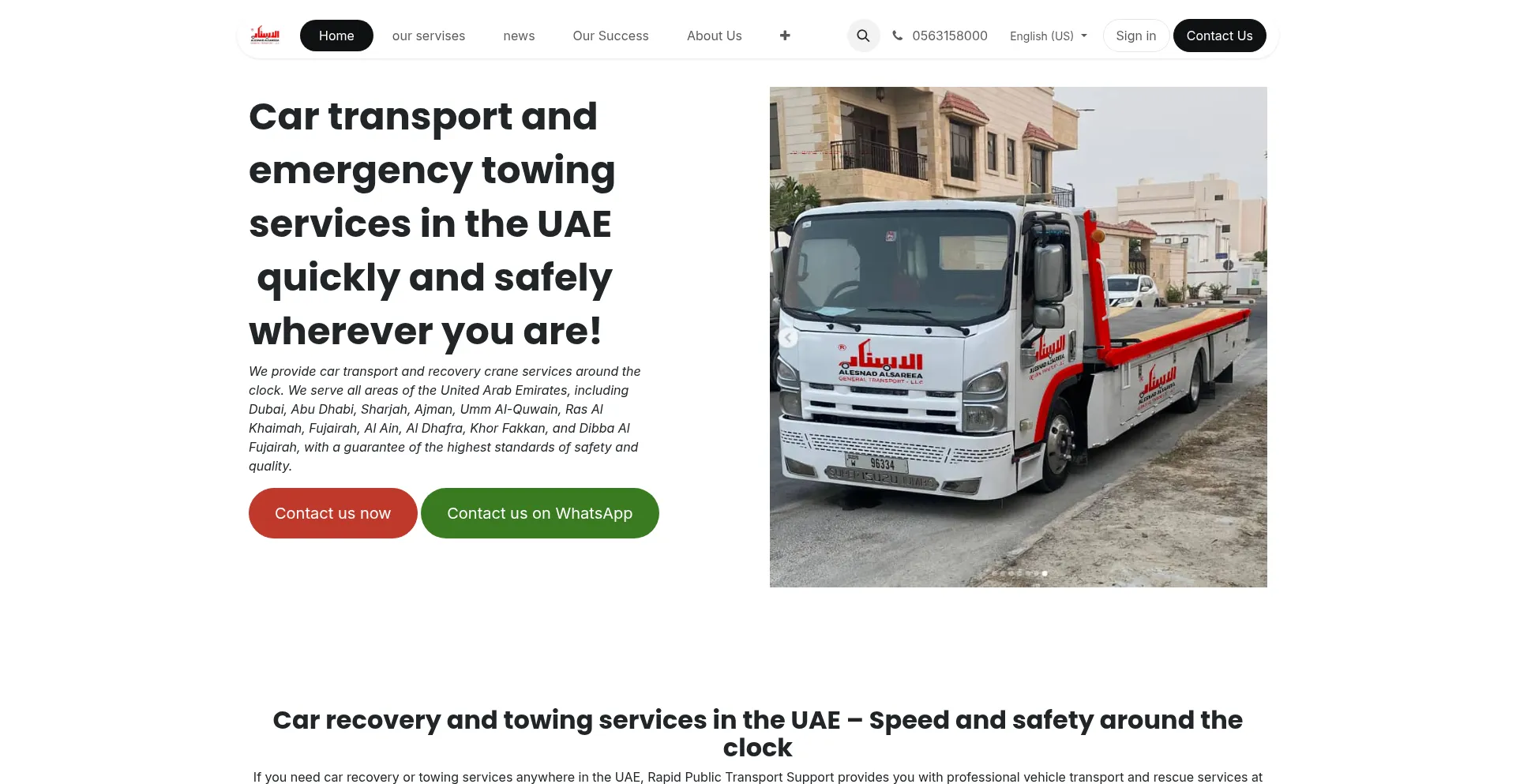 Website screenshot of Alesnad-alsareea-transport.com