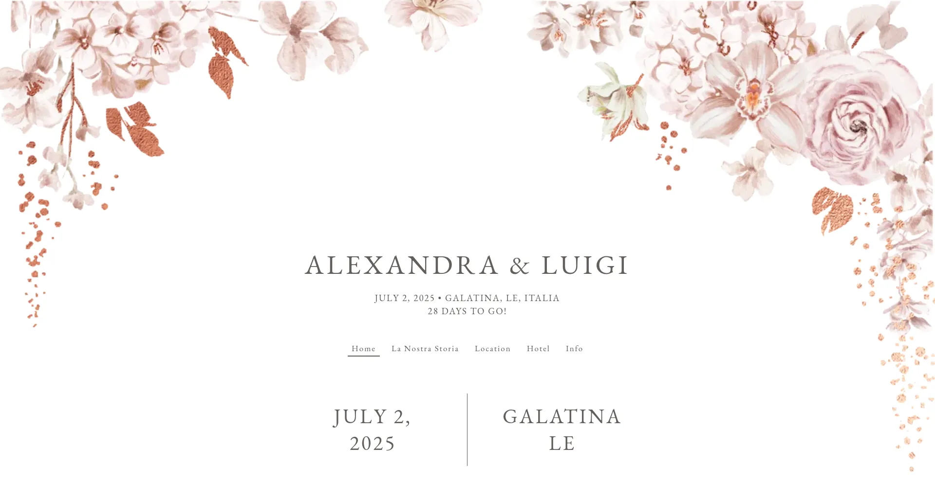 Website screenshot of Alexa-luigi.wedding