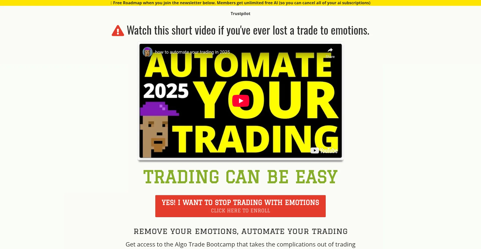 Website screenshot of Algotradecamp.com