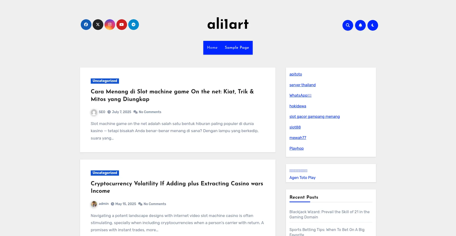 Website screenshot of Ali1art.com