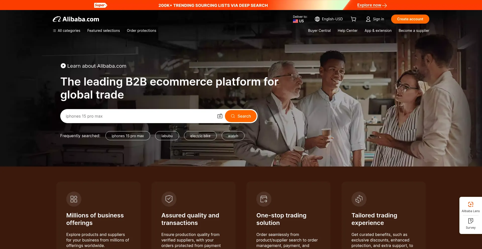 Website screenshot of Alibabaa.com