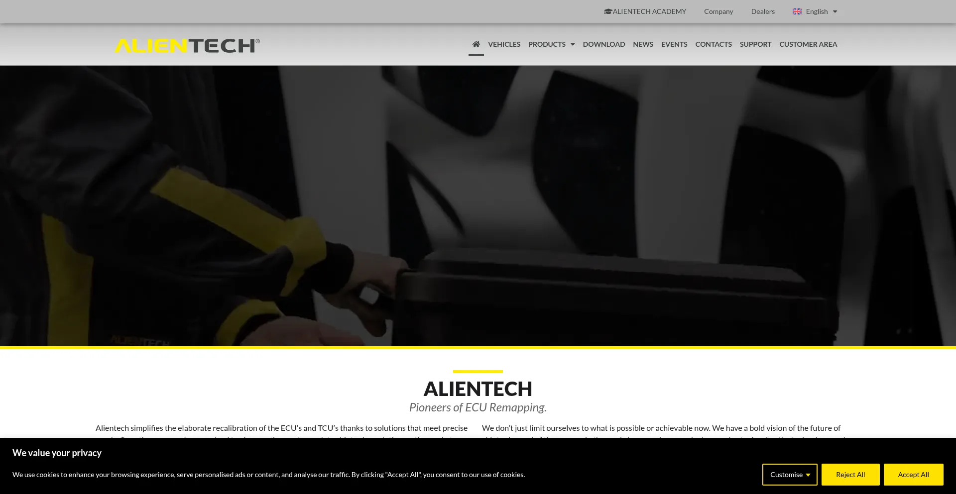 Website screenshot of Alientech-tools.com