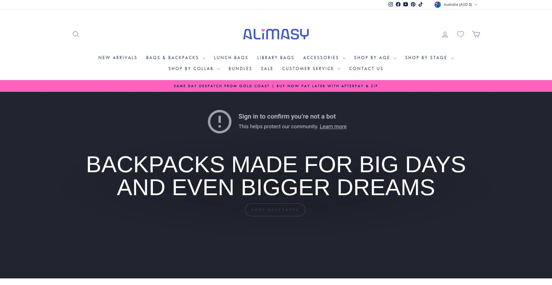 Website screenshot of Alimasy.com.au
