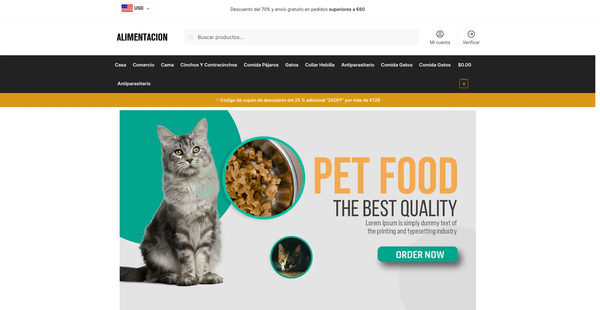 Website screenshot of Alimentacionmascotas.com