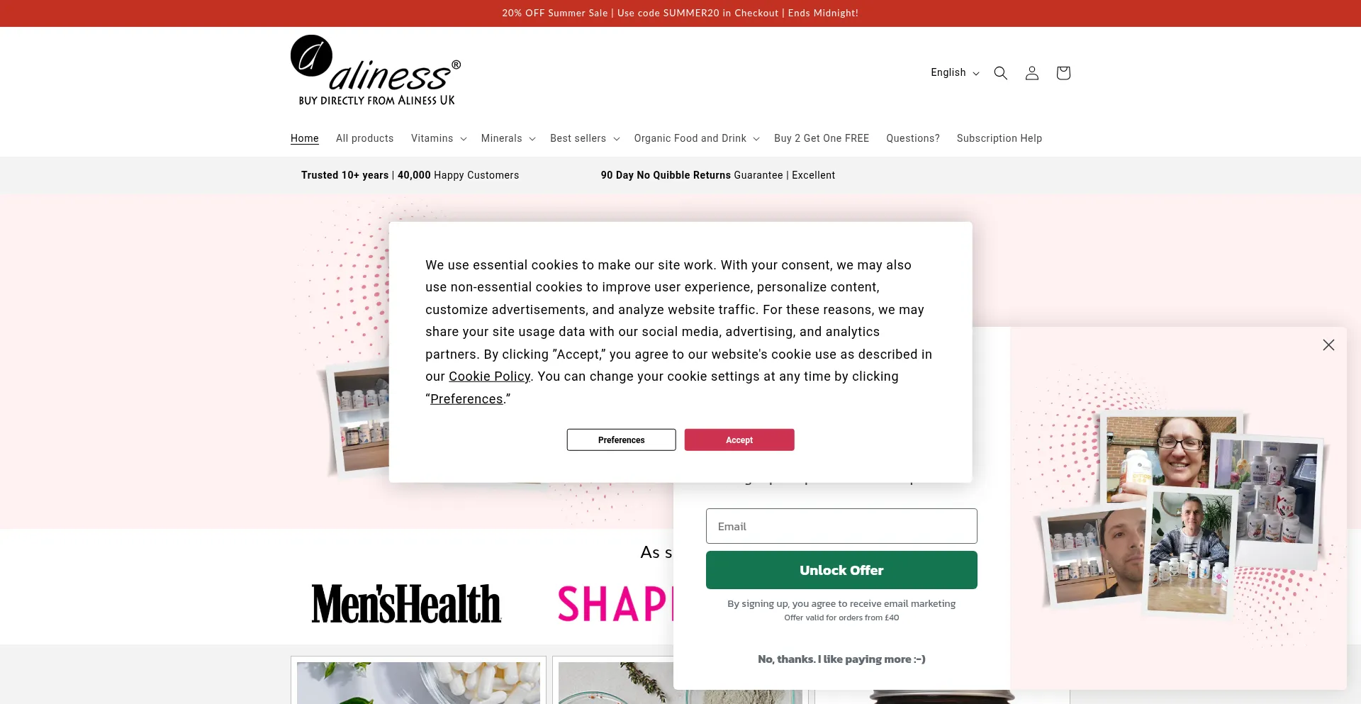 Aliness.co.uk Screenshot