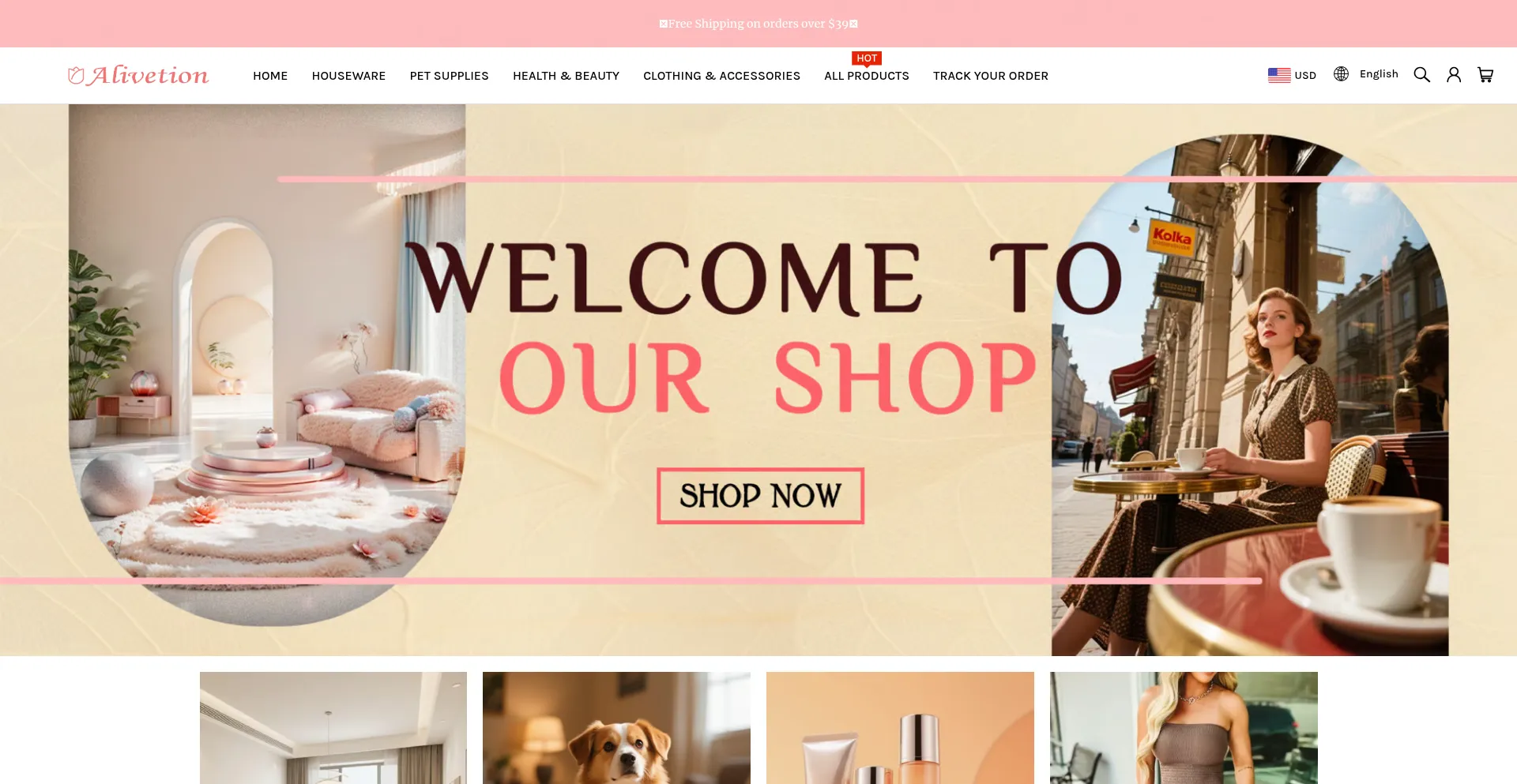 Website screenshot of Alivetion.com