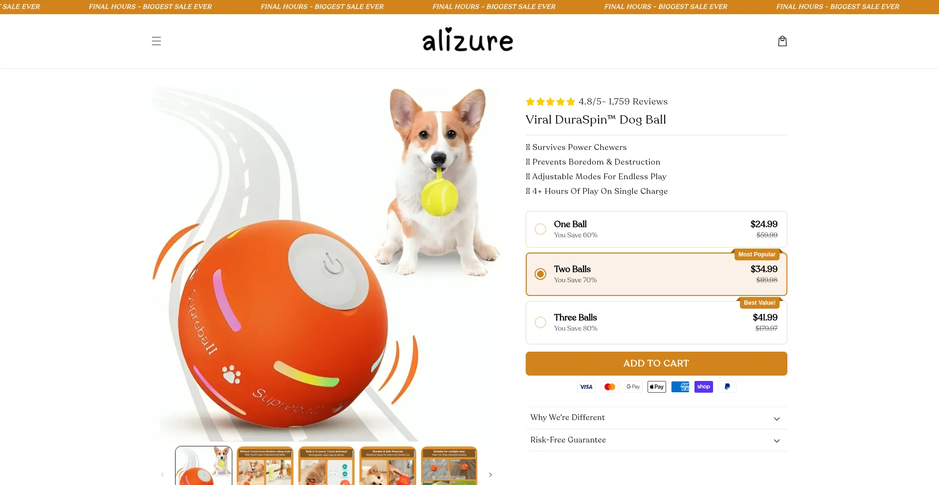 Website screenshot of Alizure.com