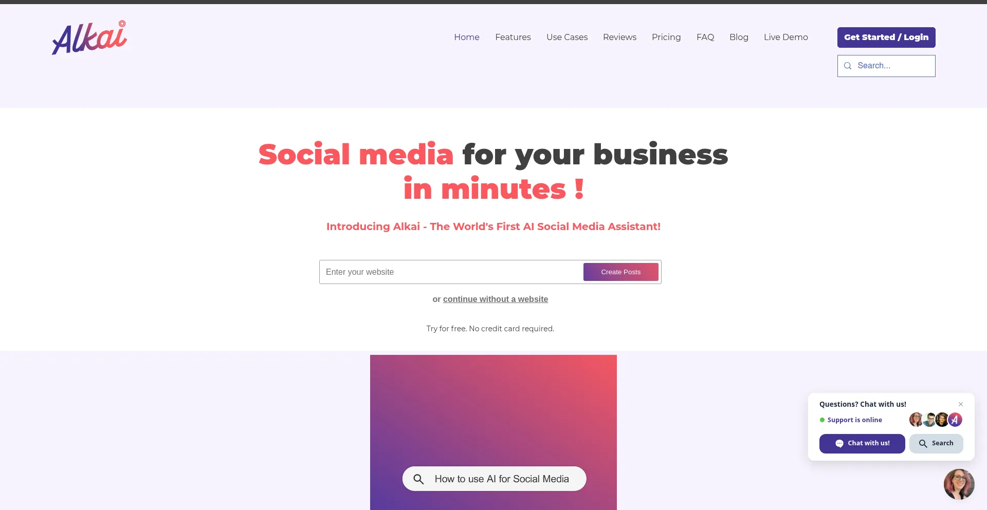 Website screenshot of Alkai.ai