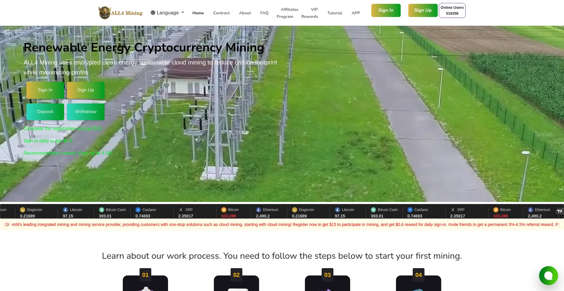 Website screenshot of All4mining.com