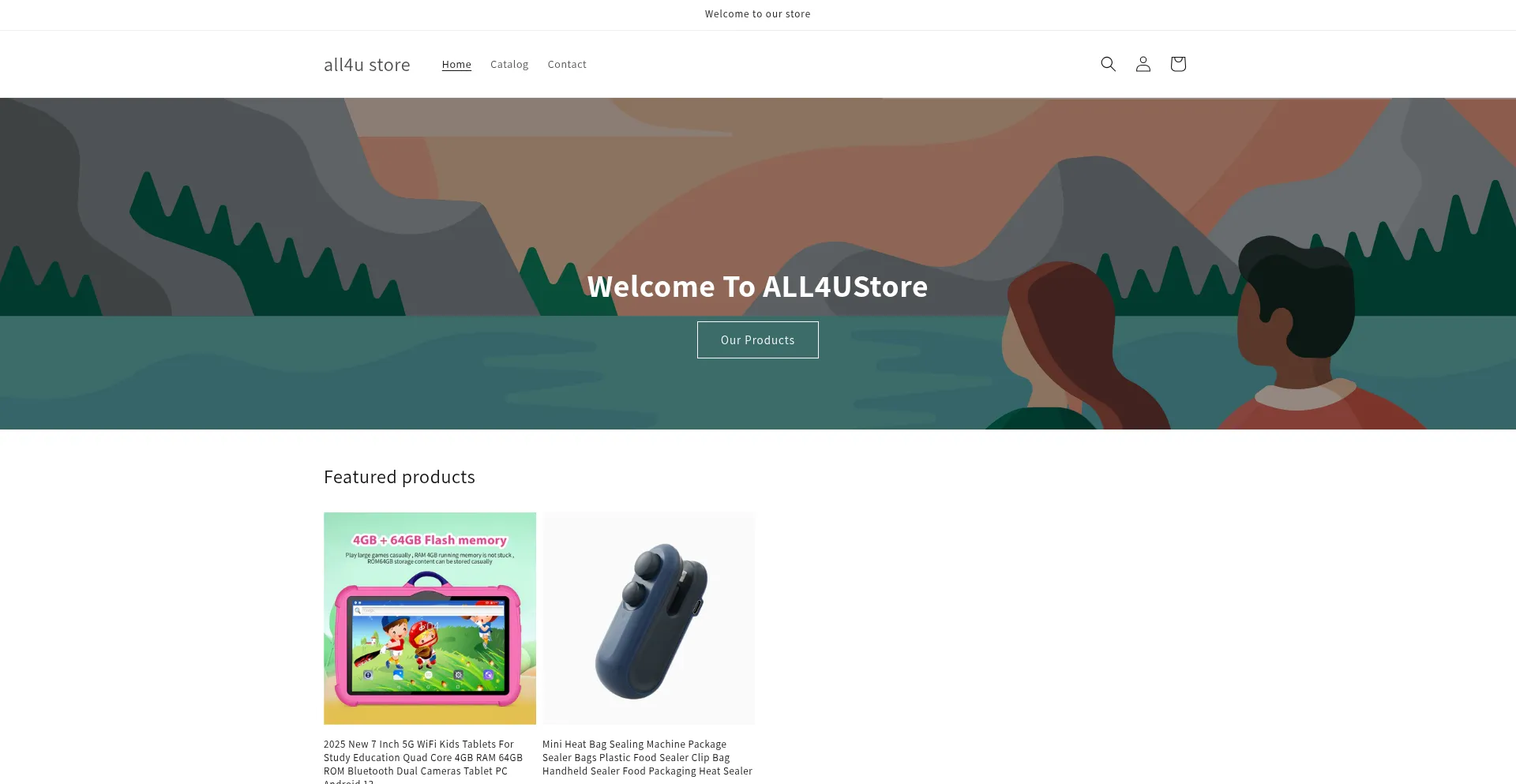 Website screenshot of All4ustore10.myshopify.com