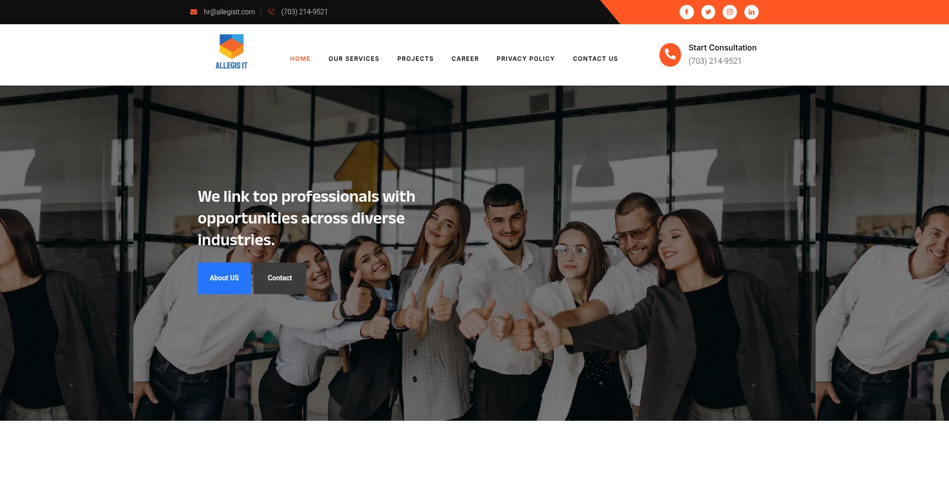 Website screenshot of Allegisit.com