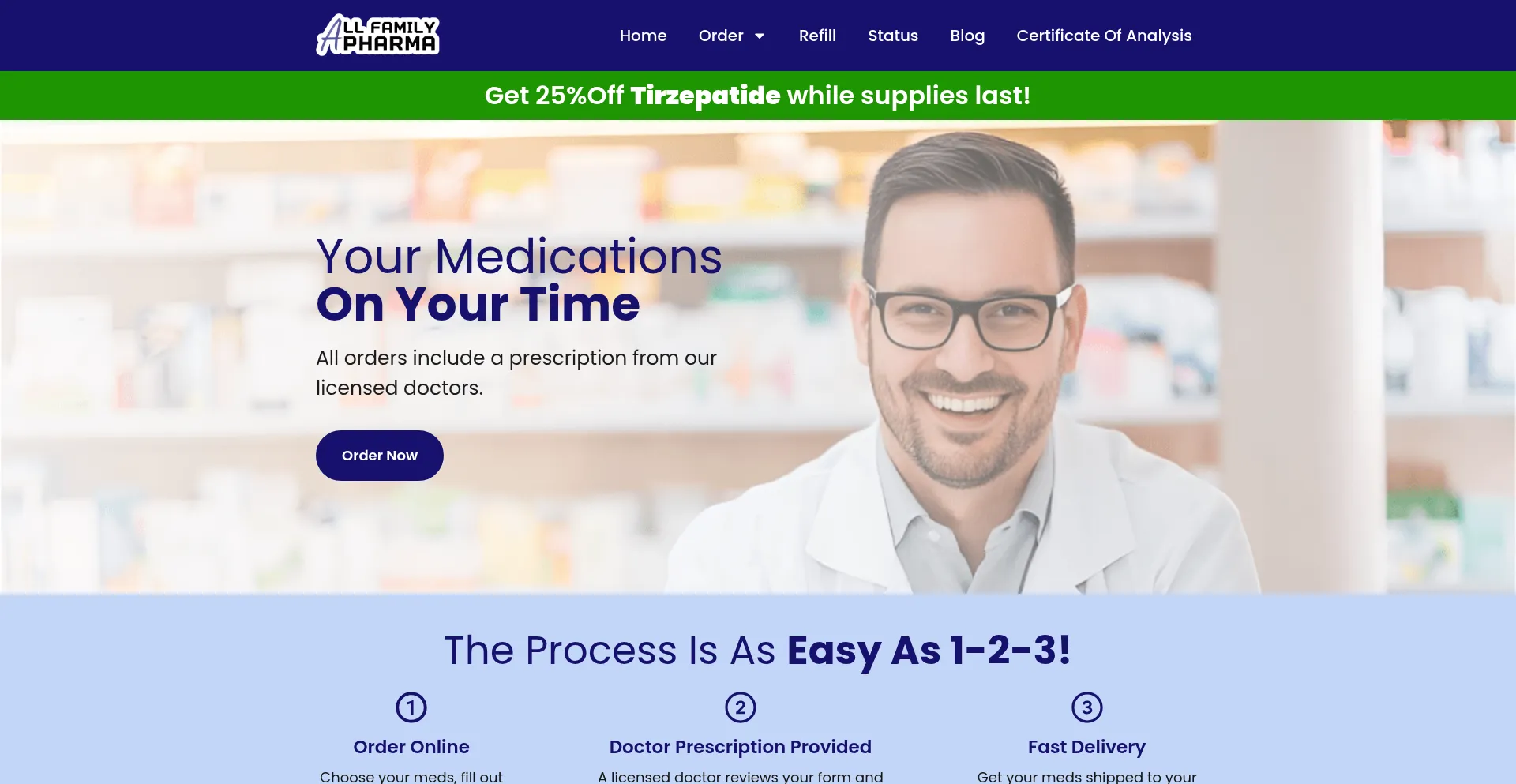 Website screenshot of Allfamilypharmacy.com