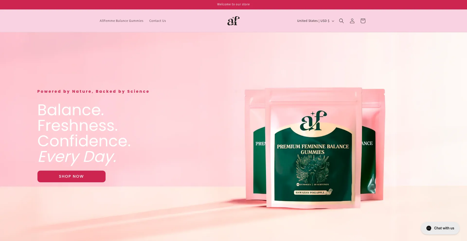 Website screenshot of Allfemme.com