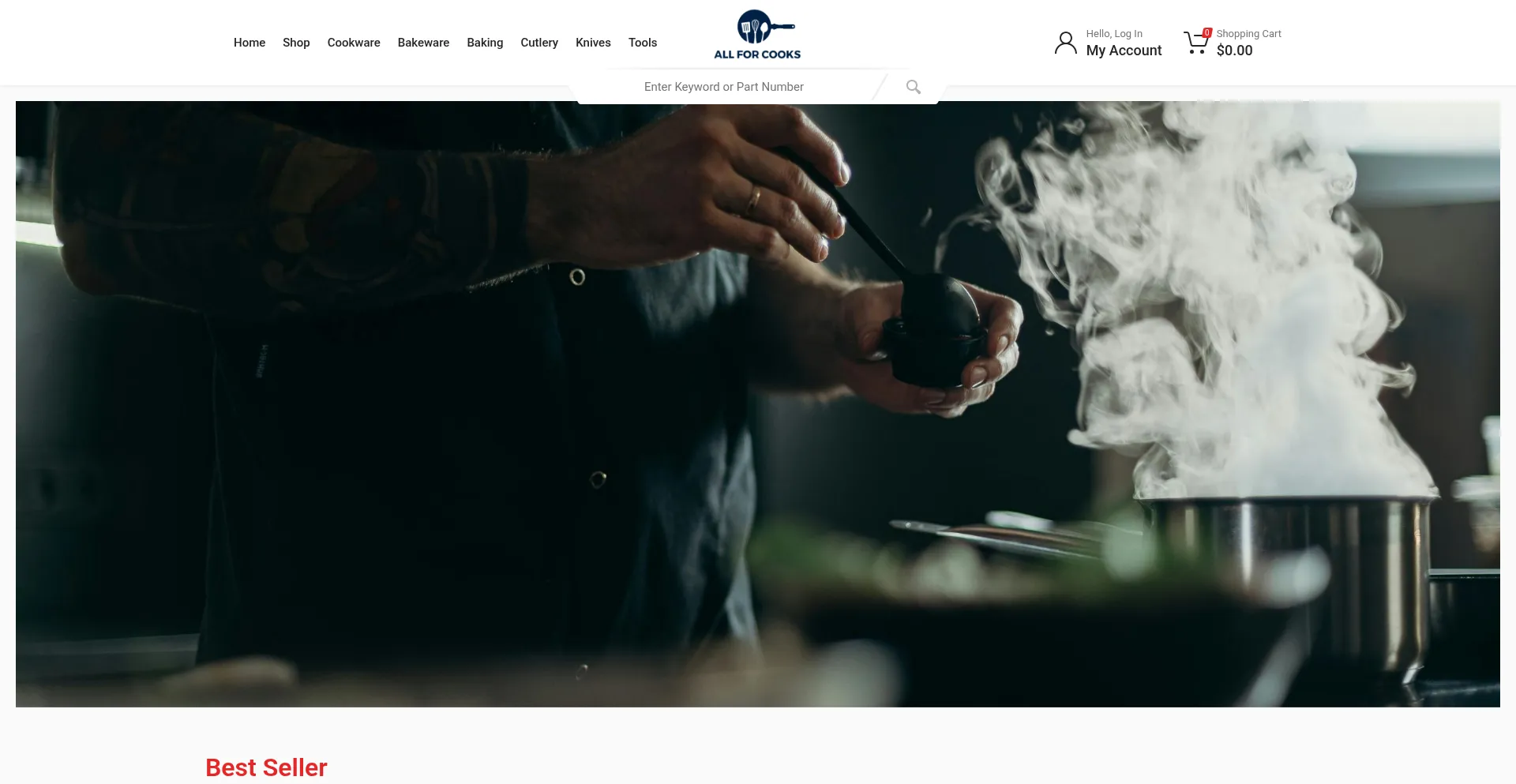 Website screenshot of Allforcooks.com