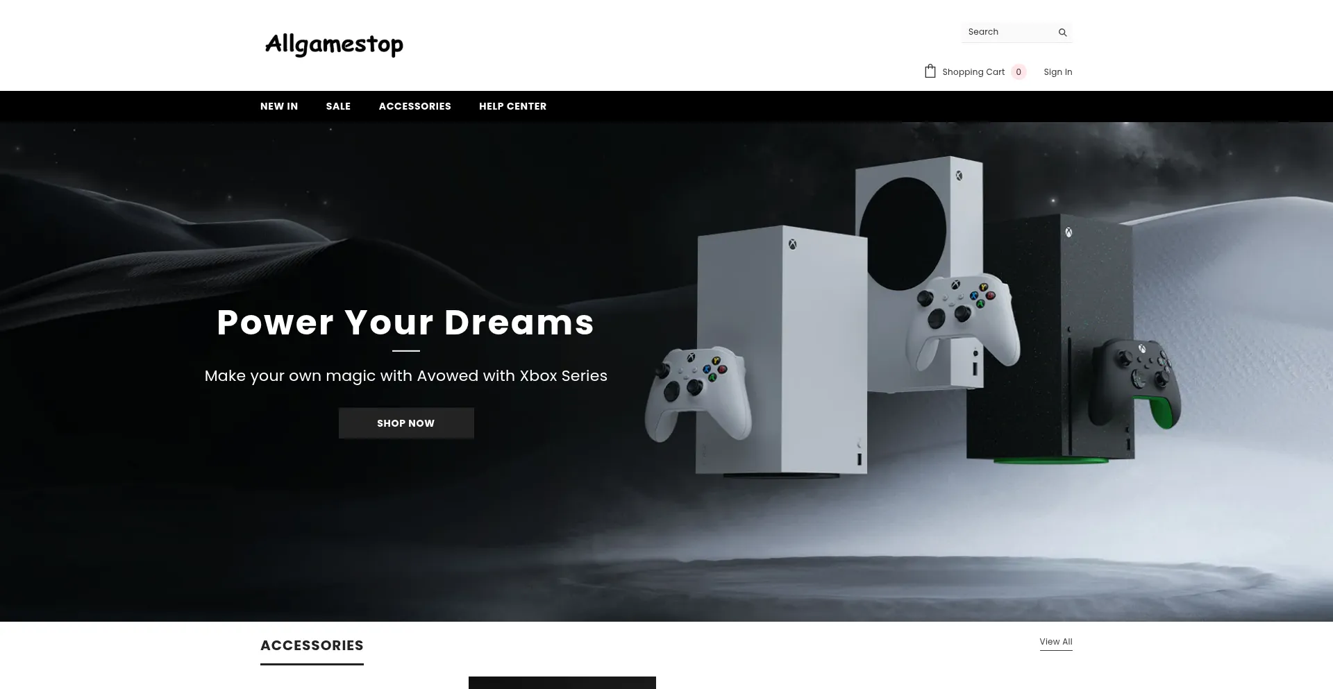 Website screenshot of Allgamestop.com