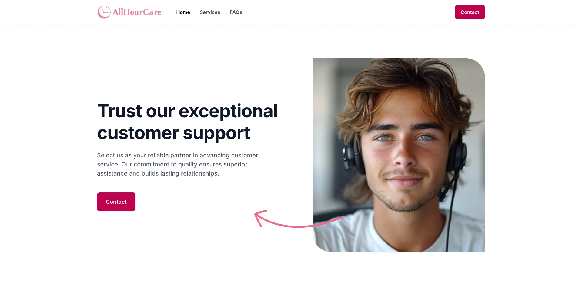 Website screenshot of Allhourcare.com