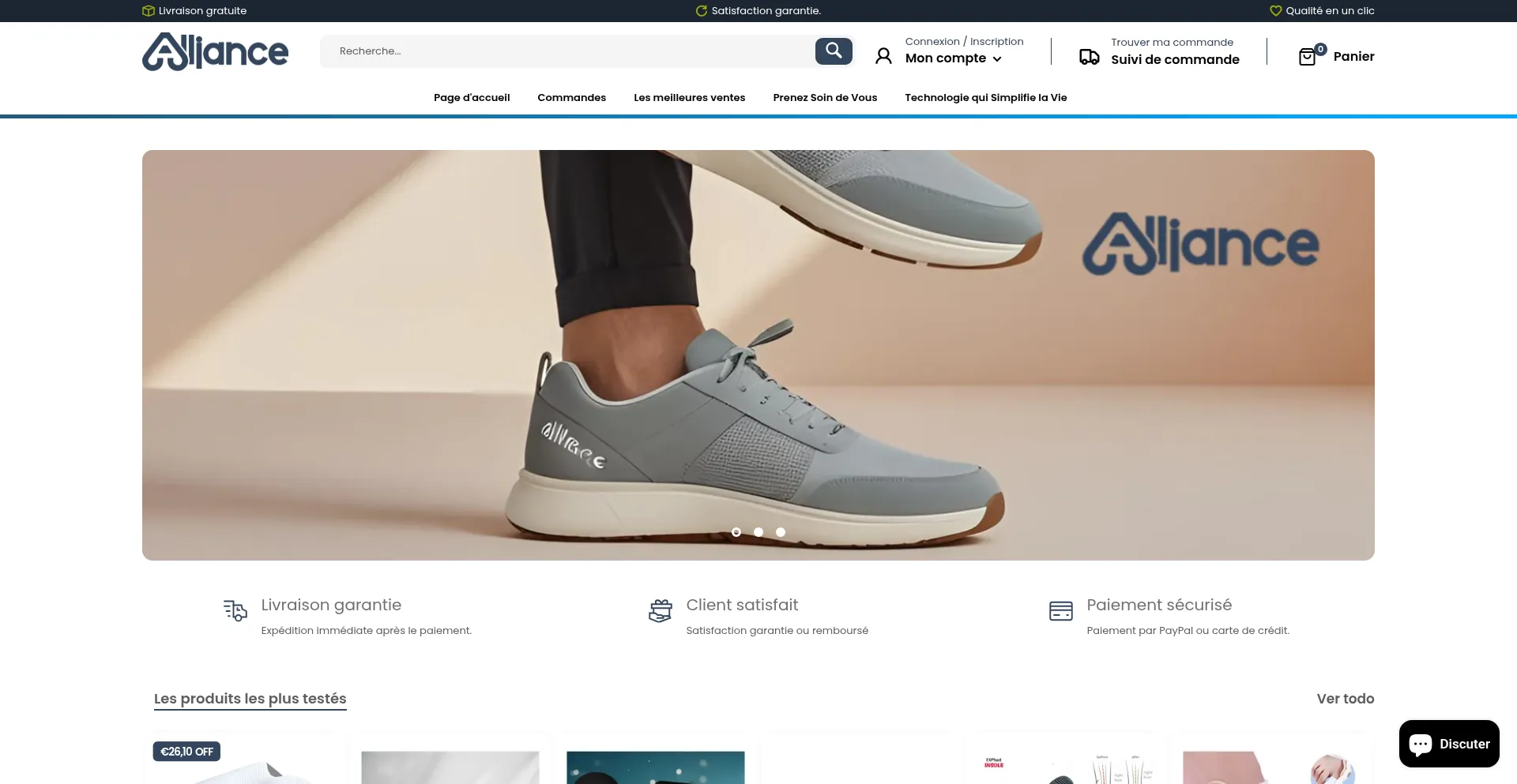 Website screenshot of Allianceshop.fr