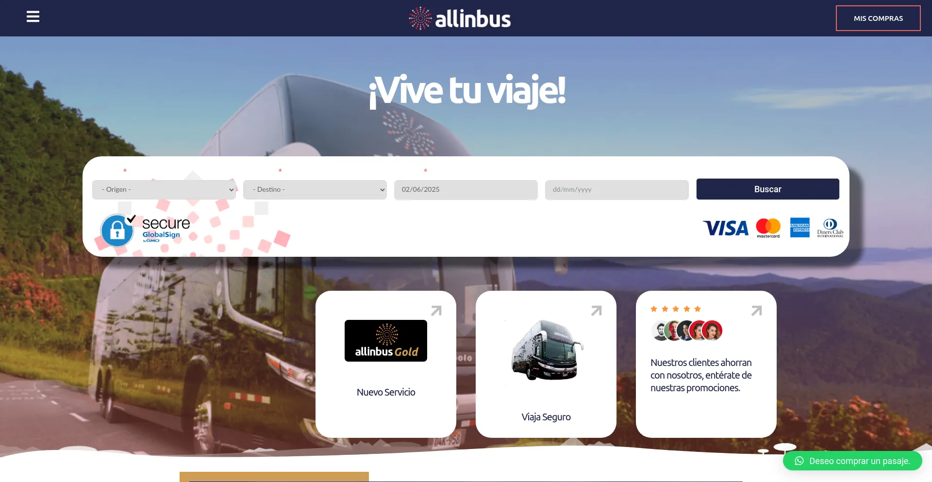 Website screenshot of Allinbus.com