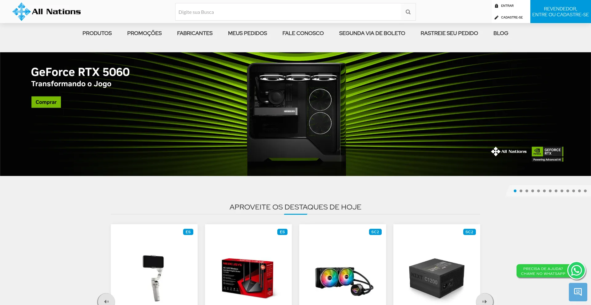 Website screenshot of Allnations.com.br