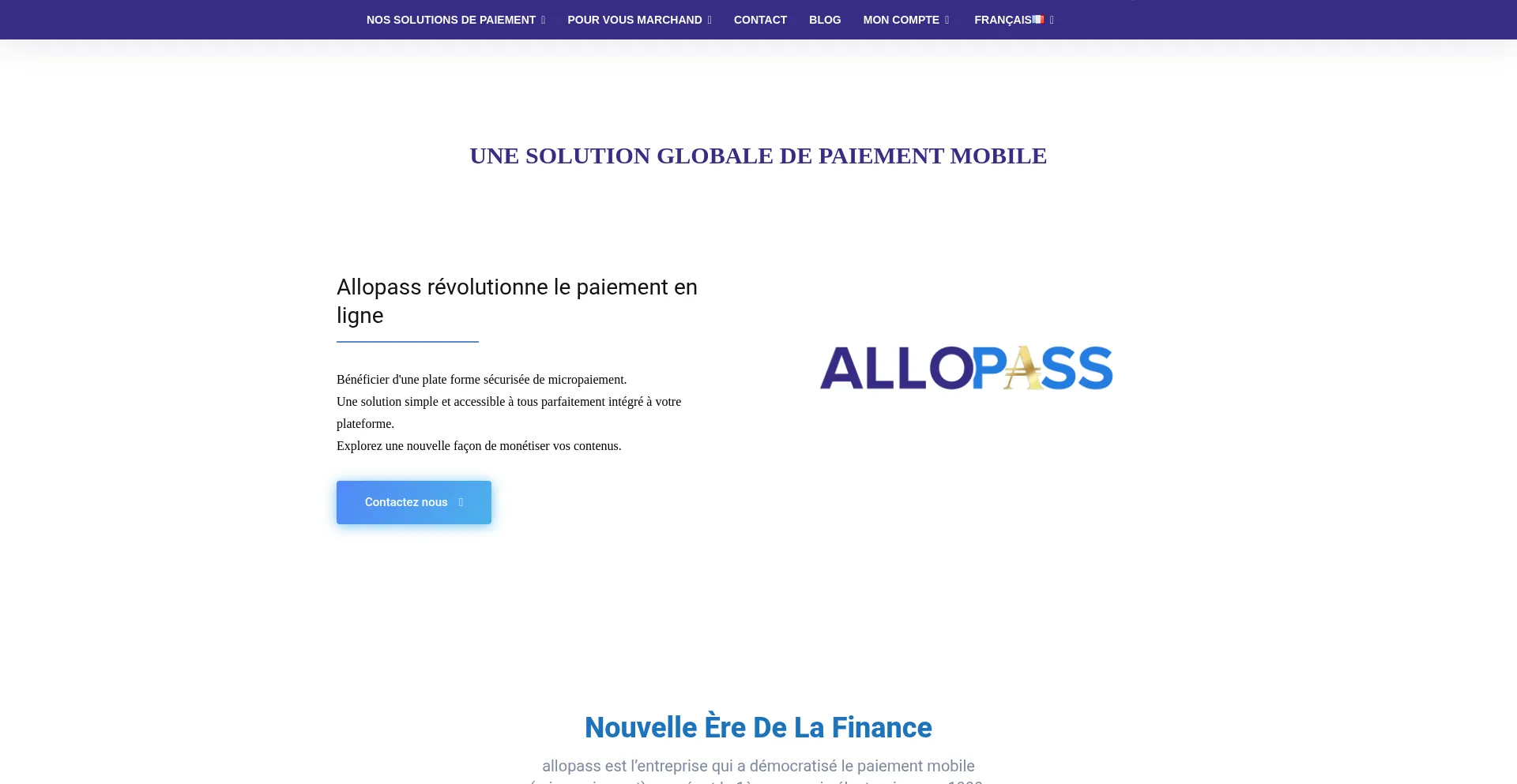 Website screenshot of Allopass.com