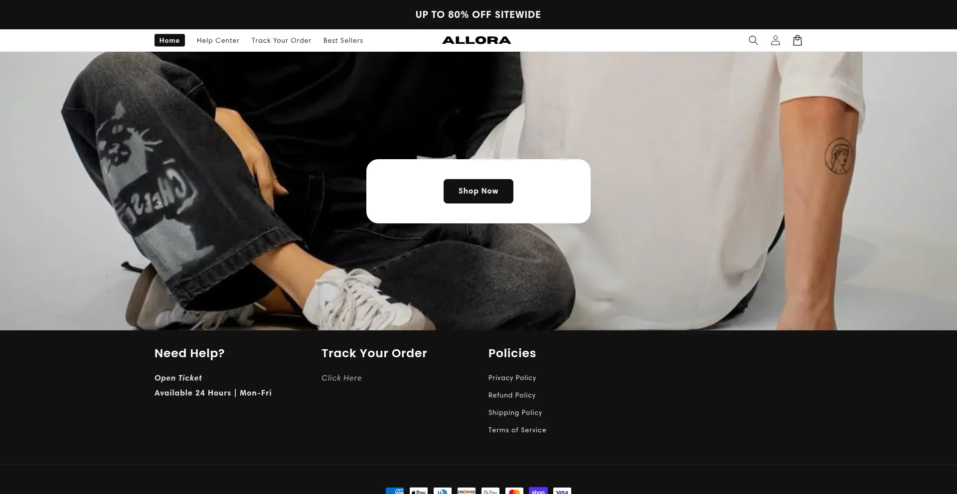Website screenshot of Alloraofficial.com