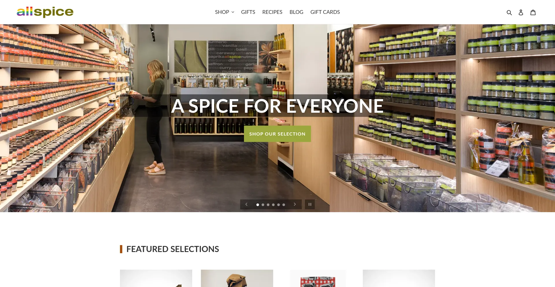 Website screenshot of Allspice.com