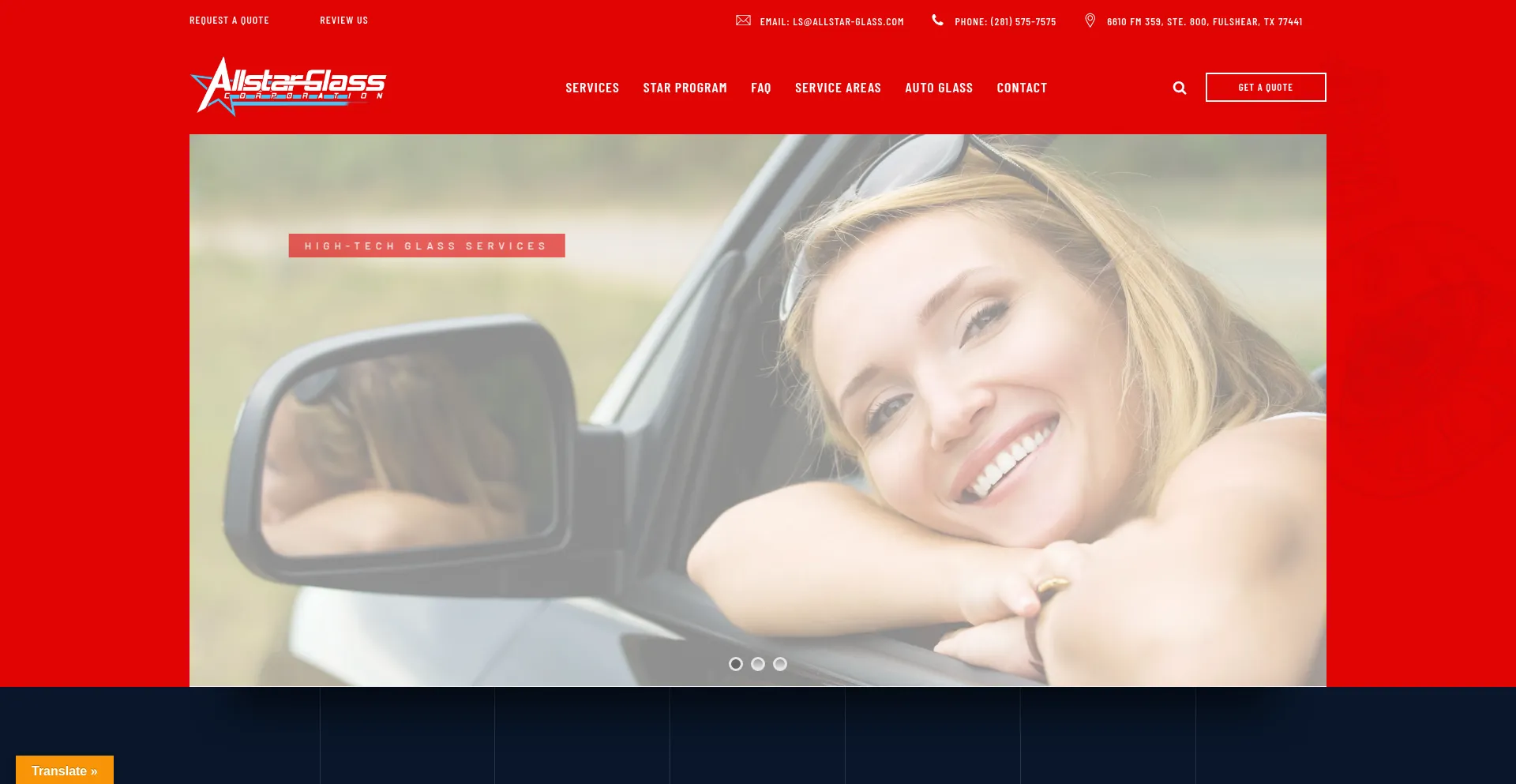 Website screenshot of Allstar-glass.com