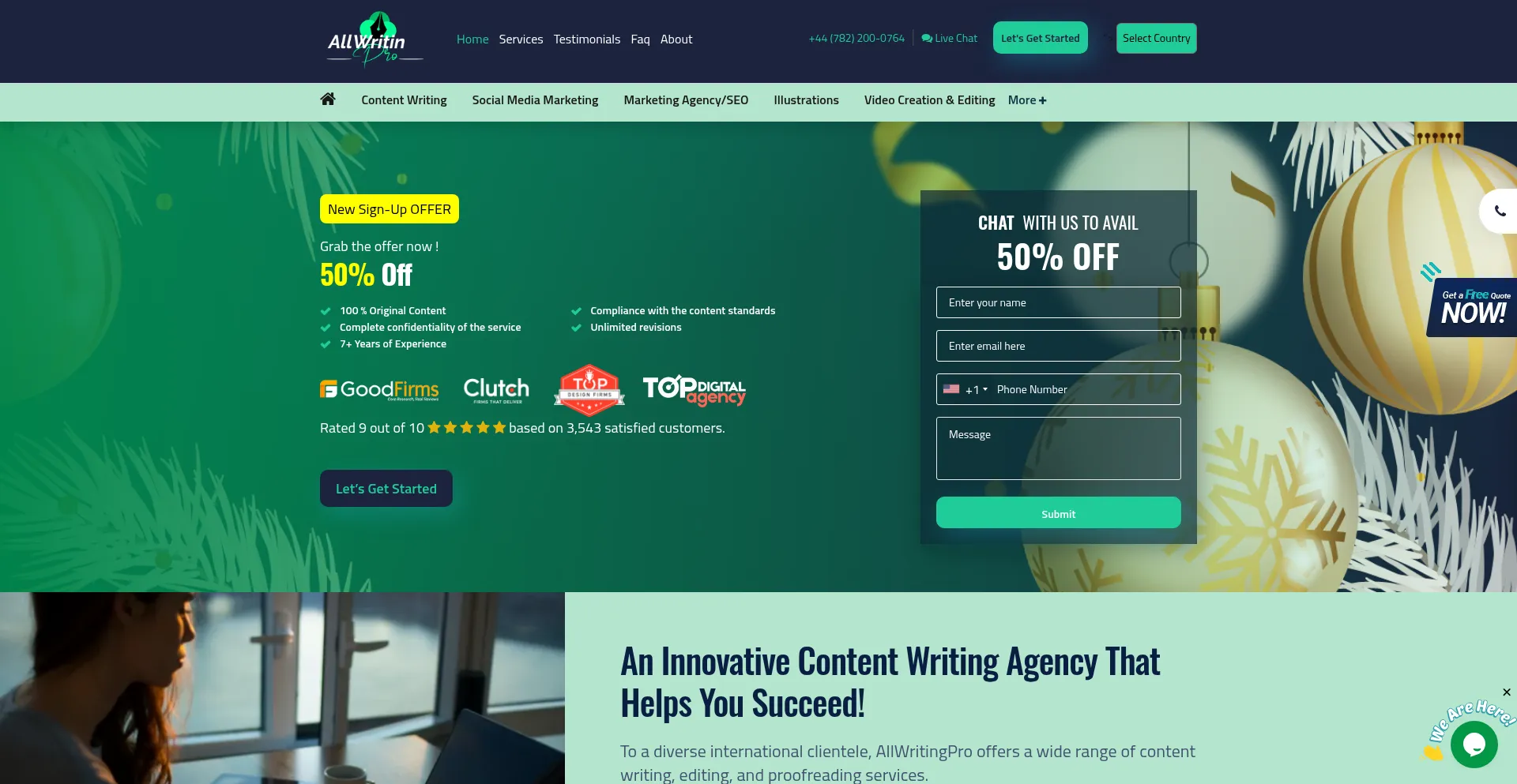 Website screenshot of Allwritingpro.co.uk