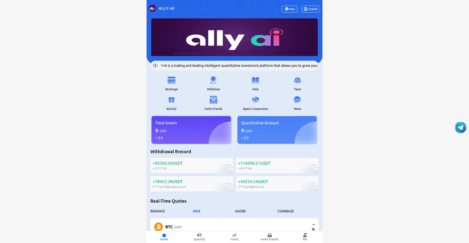 Website screenshot of Allyai.me