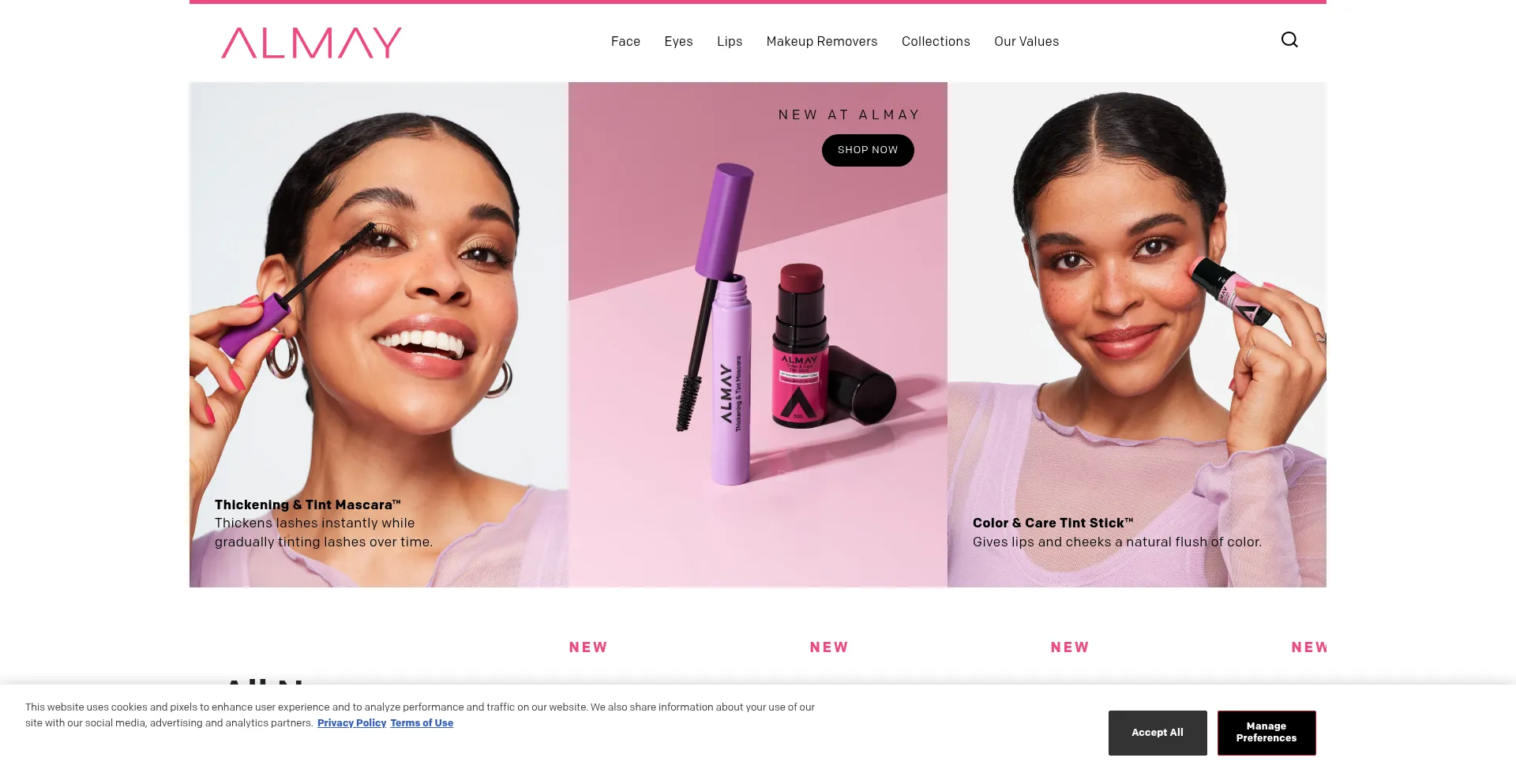 Website screenshot of Almay.com