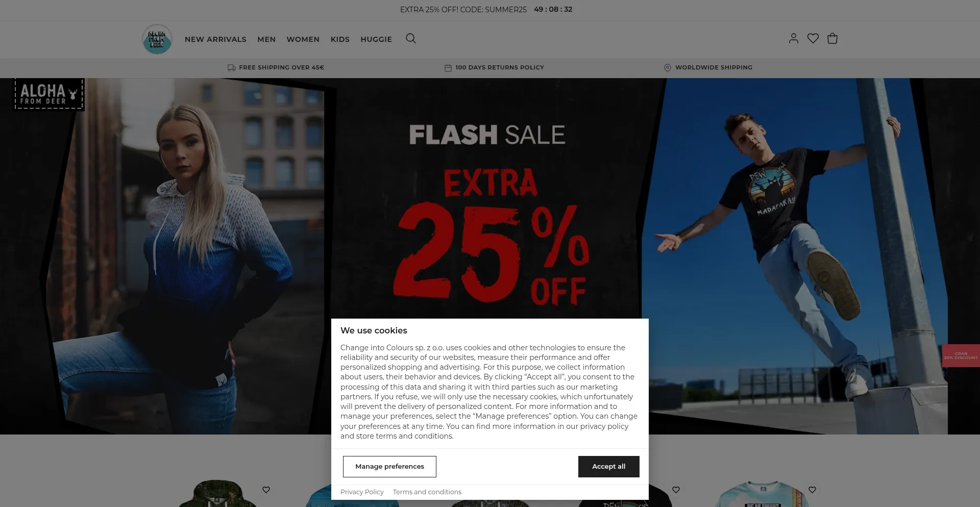 Website screenshot of Alohafromdeer.com