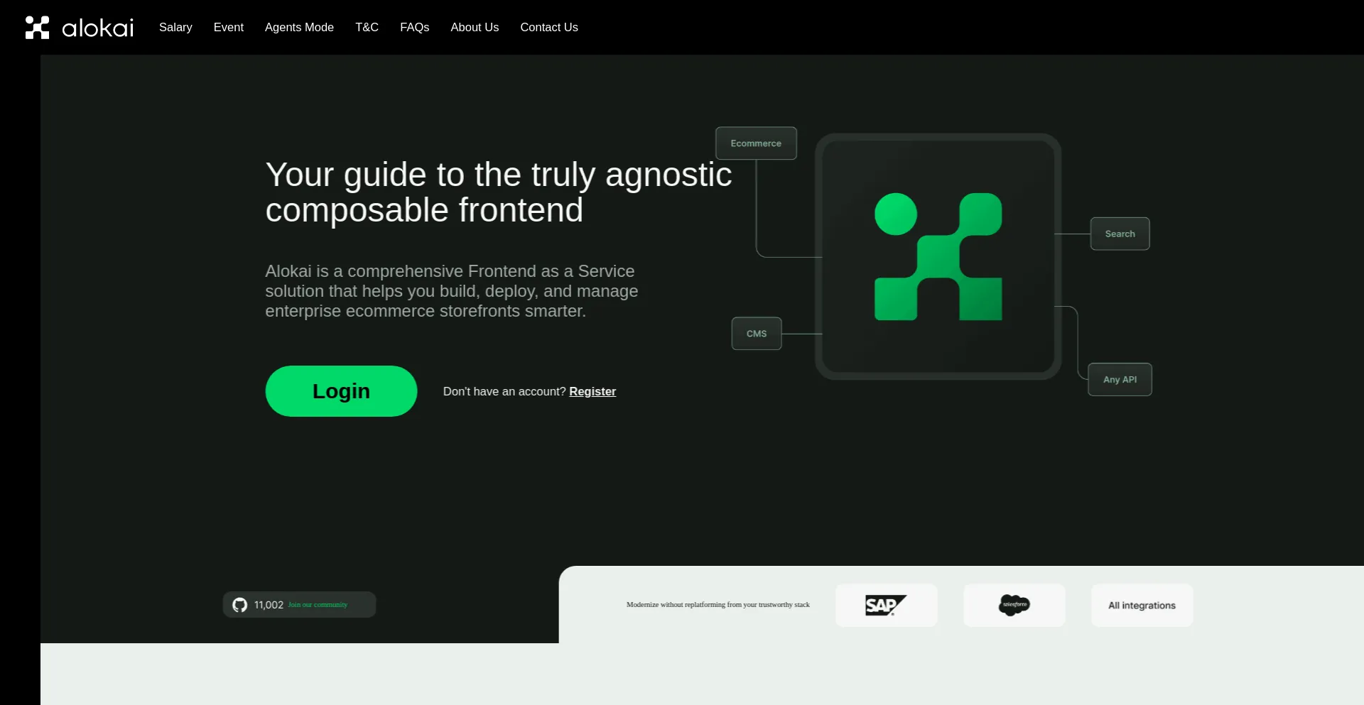Website screenshot of Alokai-us.com