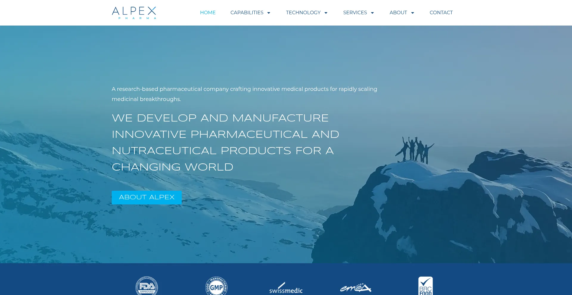 Website screenshot of Alpex.com