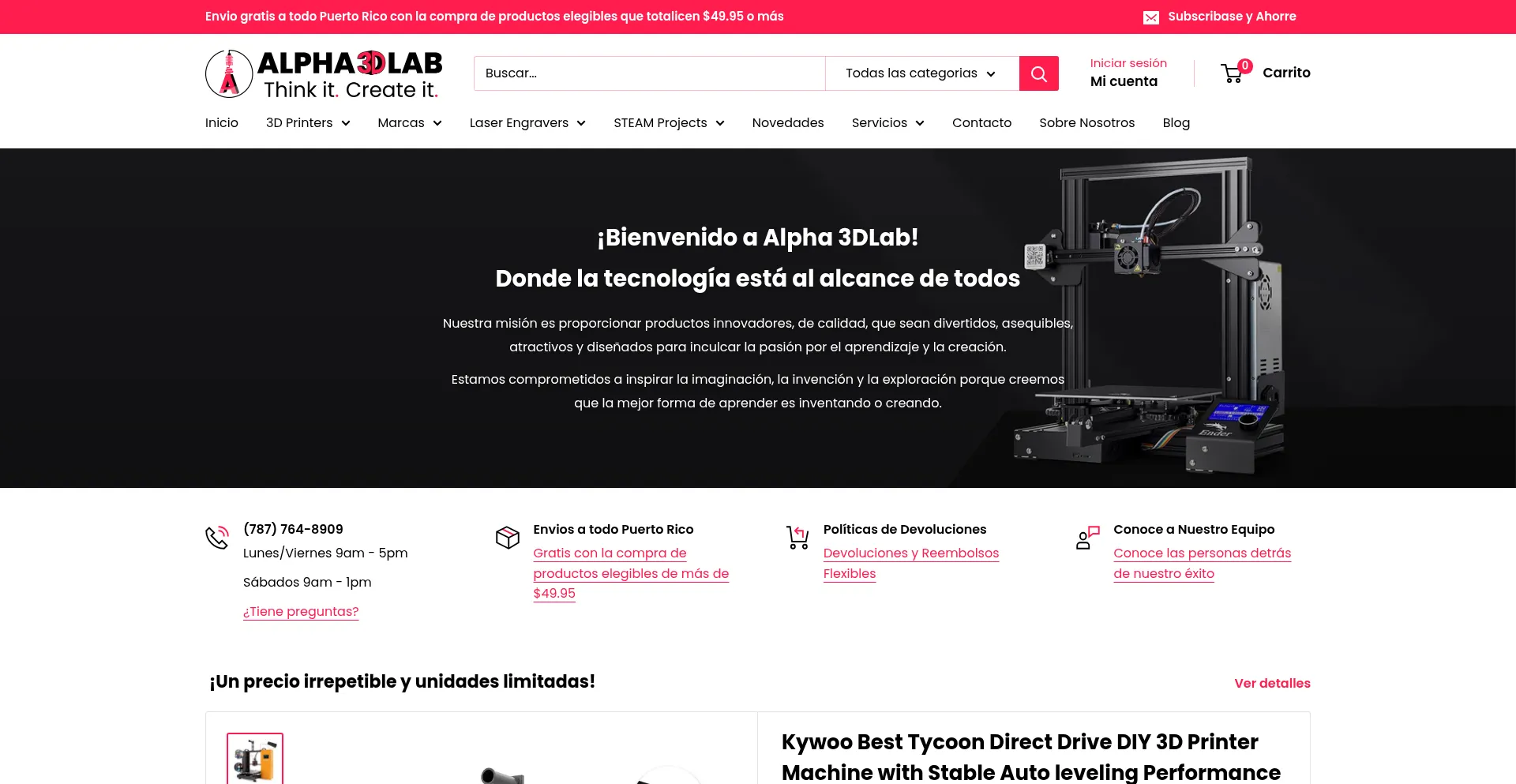 Website screenshot of Alpha3dlab.com