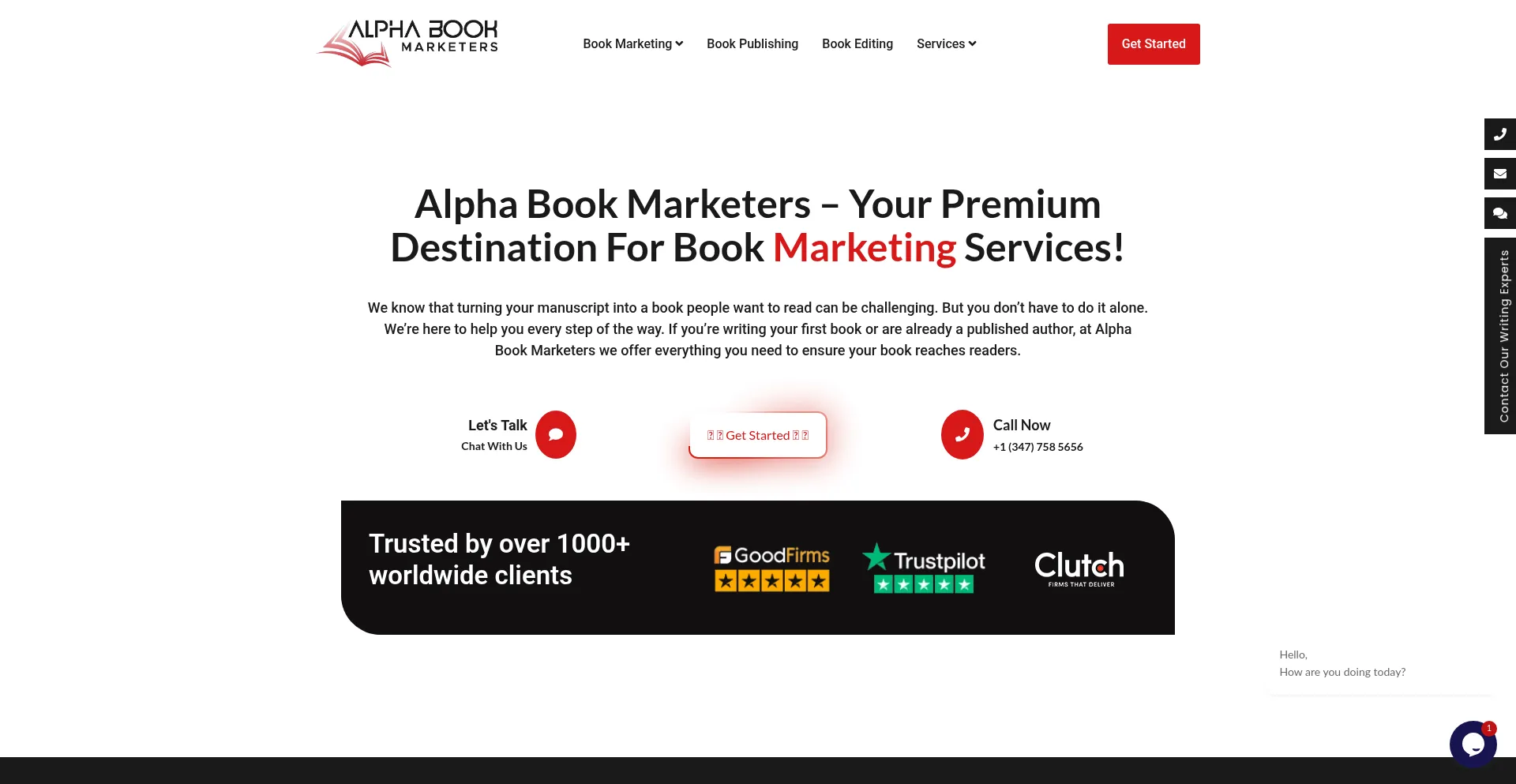 Website screenshot of Alphabookmarketers.com